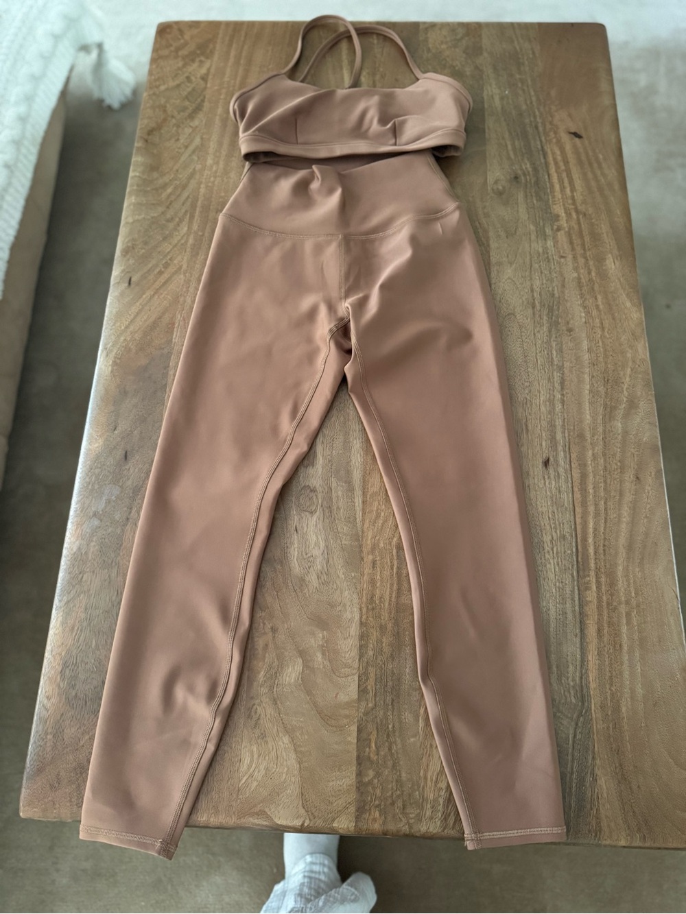 ALO Yoga High-Waist Leggings and Crop Top Set in Mauve
